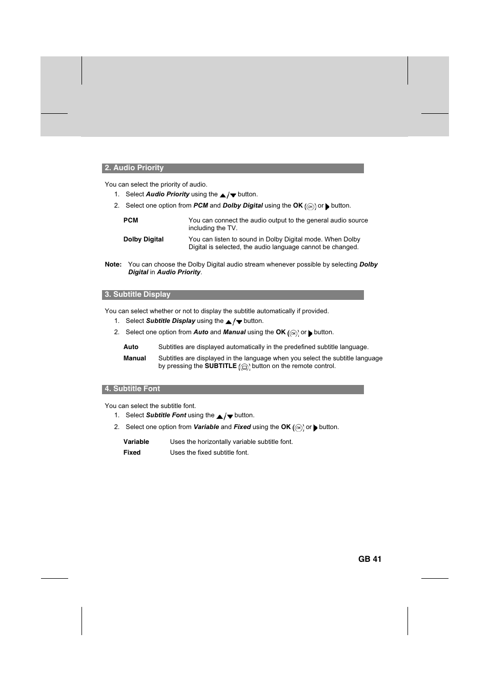 Gb 41 | Humax IR-FOX C User Manual | Page 42 / 64