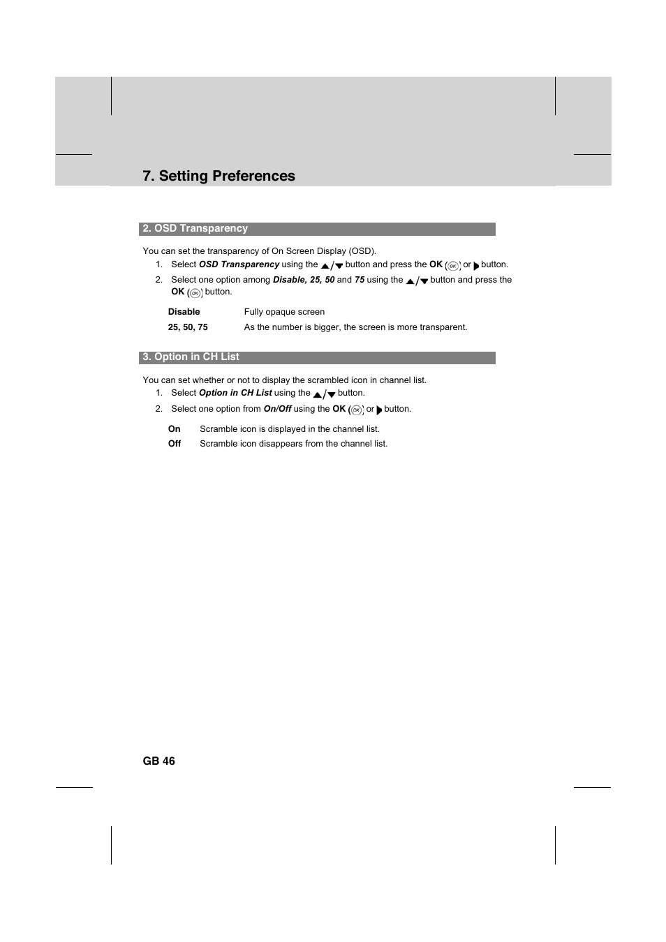 Setting preferences | Humax IR-FOX C User Manual | Page 47 / 64