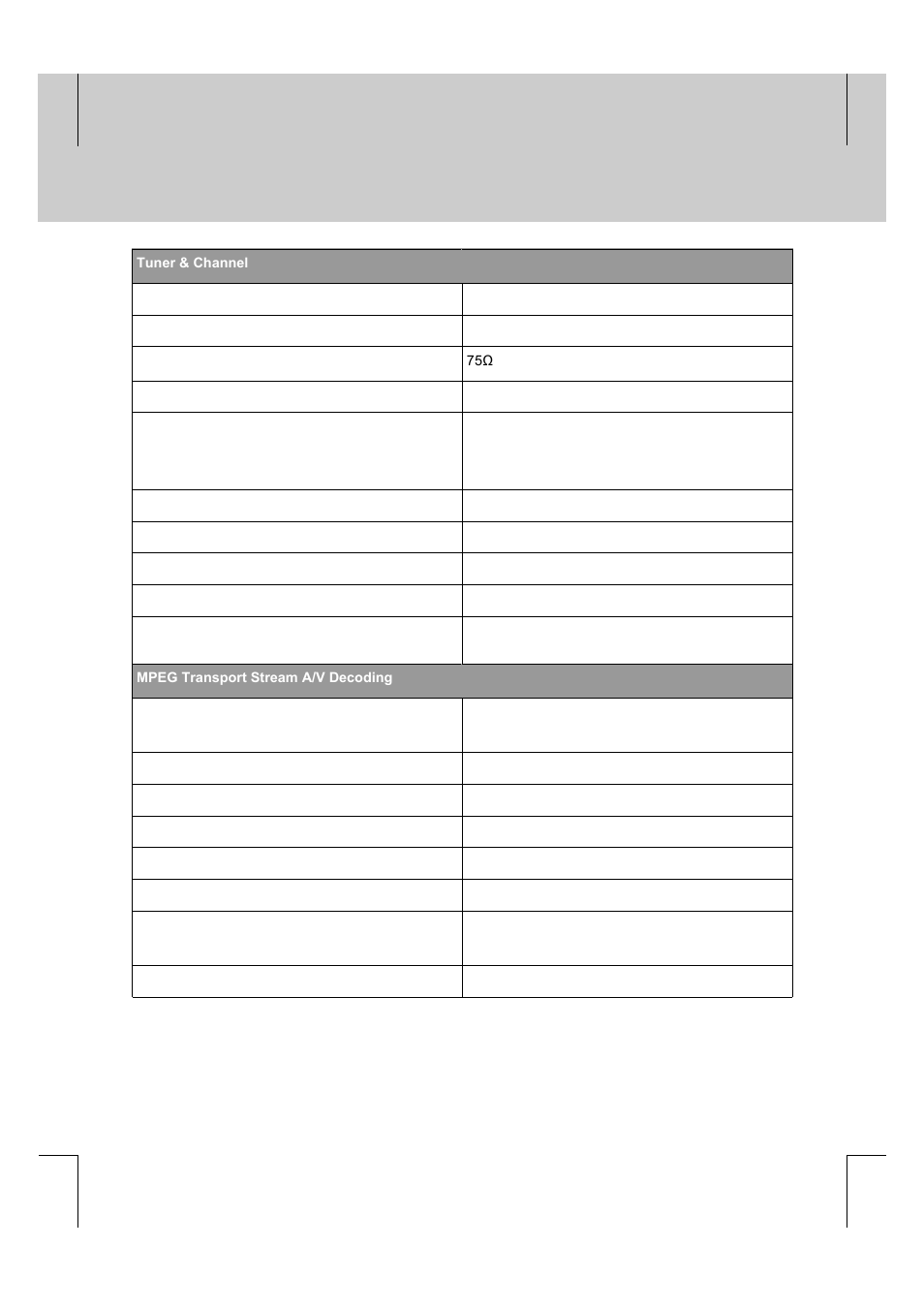 Specification | Humax F2-FOX User Manual | Page 74 / 78