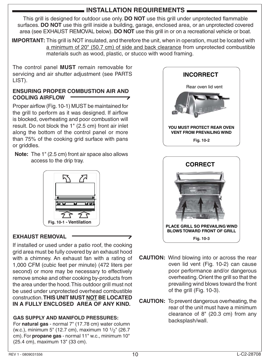 Installation requirements | Fire Magic ECHELON E660 User Manual | Page 10 / 38