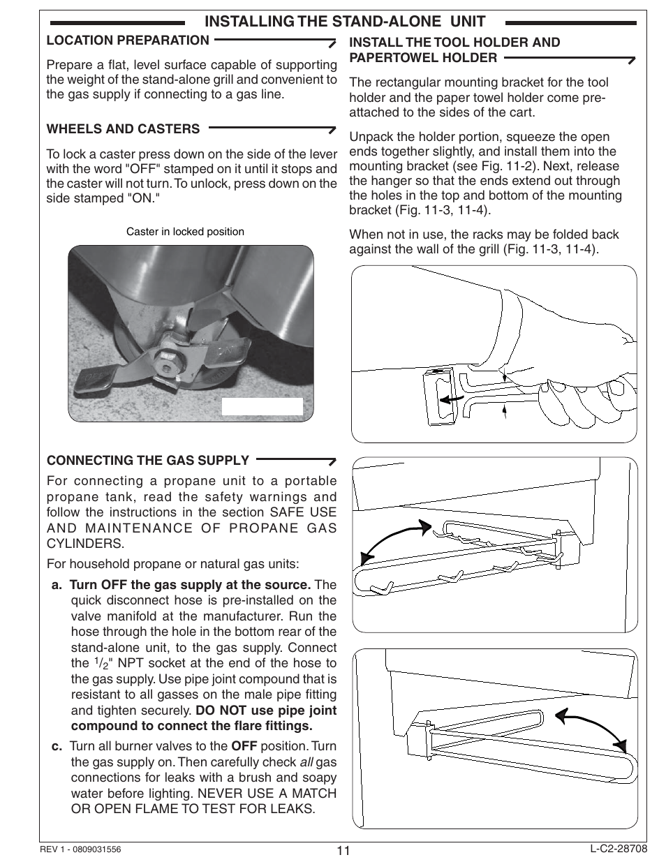 Installing the stand-alone unit | Fire Magic ECHELON E660 User Manual | Page 11 / 38