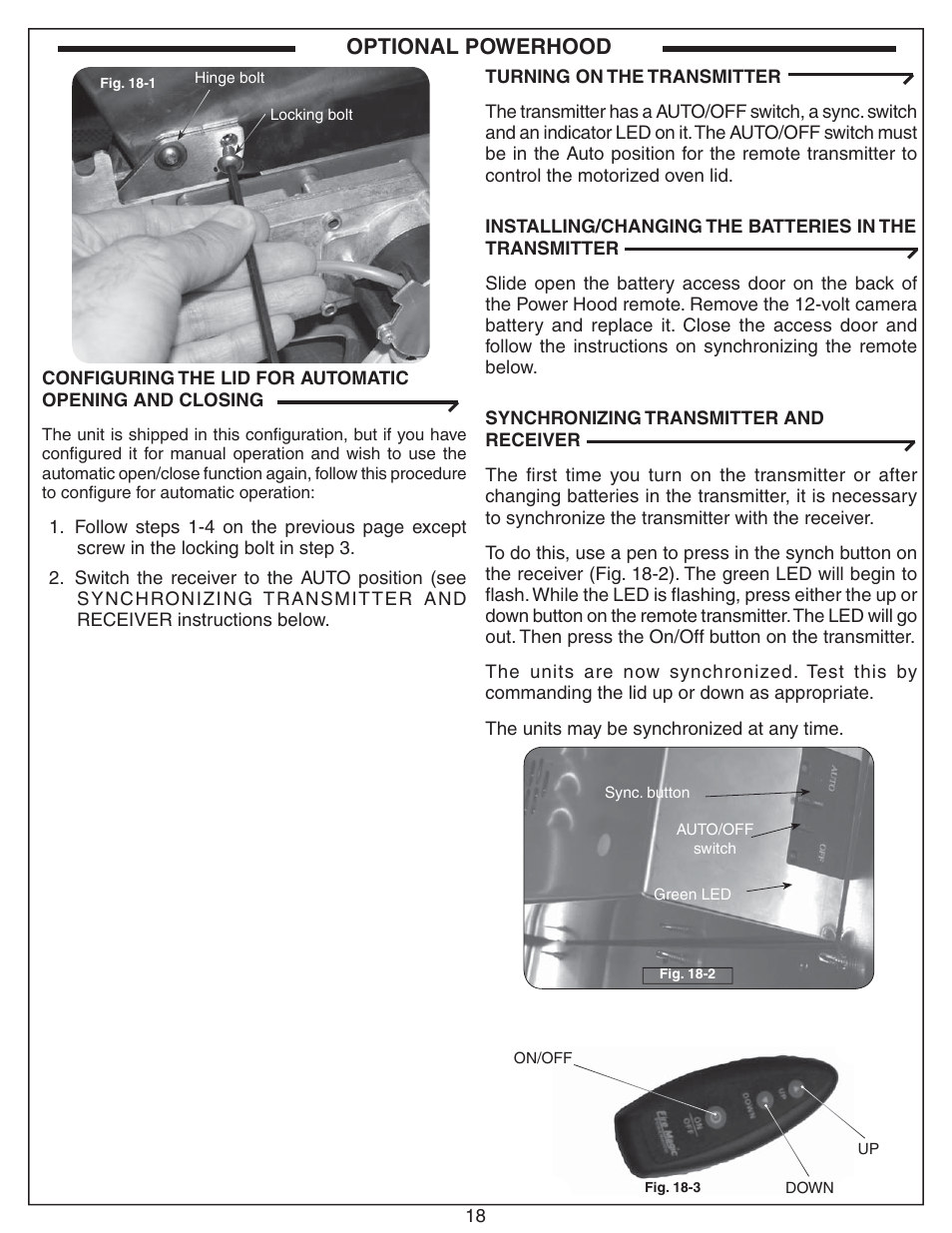 Optional powerhood | Fire Magic ECHELON E660 User Manual | Page 18 / 38