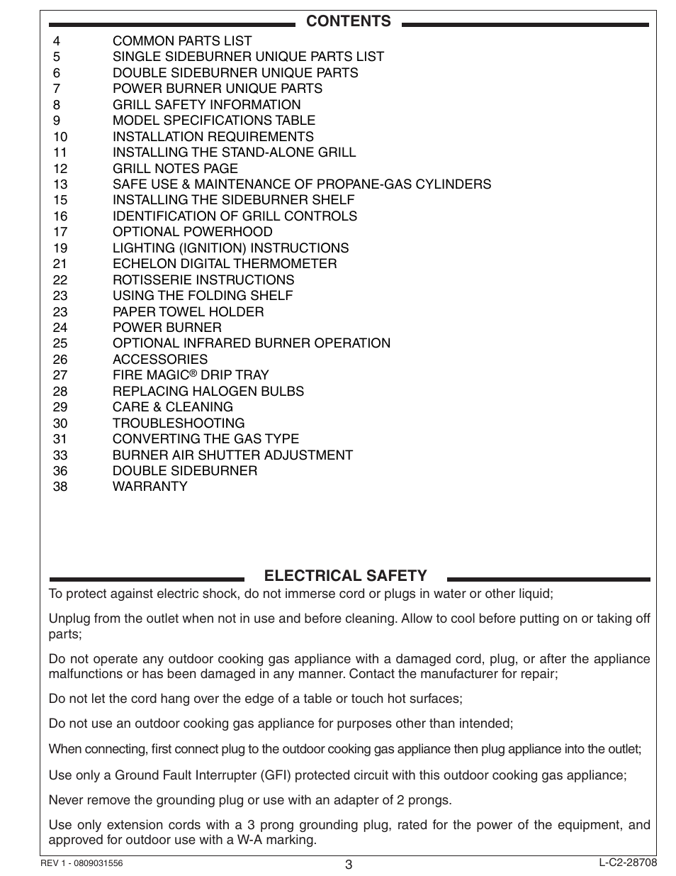 Fire Magic ECHELON E660 User Manual | Page 3 / 38