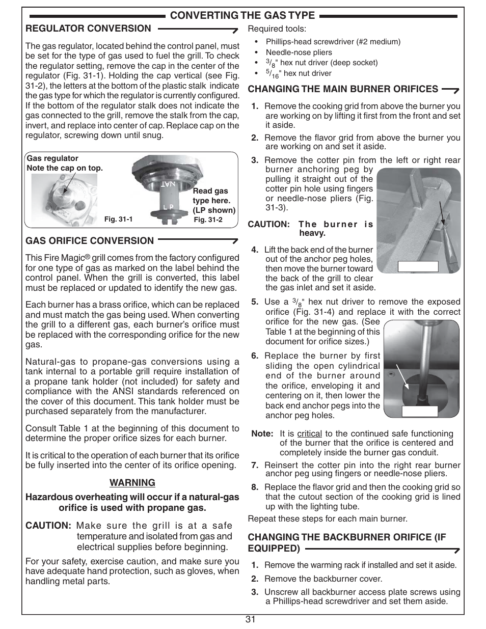 Converting the gas type | Fire Magic ECHELON E660 User Manual | Page 31 / 38