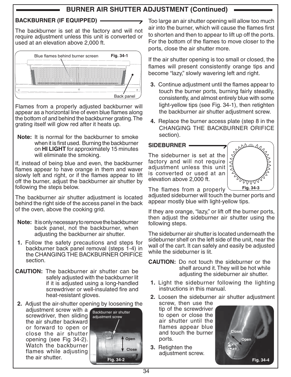 Burner air shutter adjustment (continued) | Fire Magic ECHELON E660 User Manual | Page 34 / 38