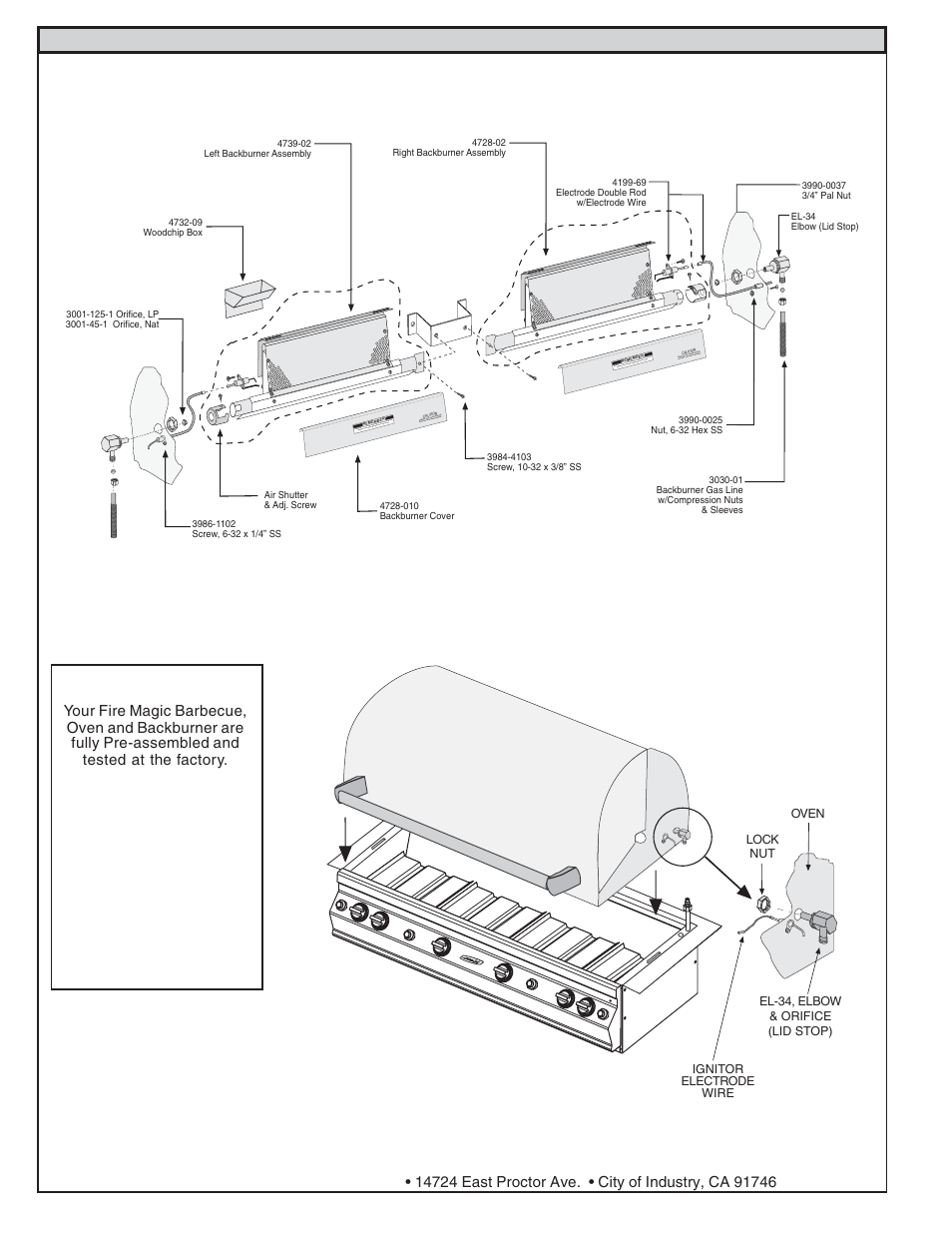 Fire magic elite 50 backburner & oven parts list | Fire Magic Elite 50 User Manual | Page 4 / 16