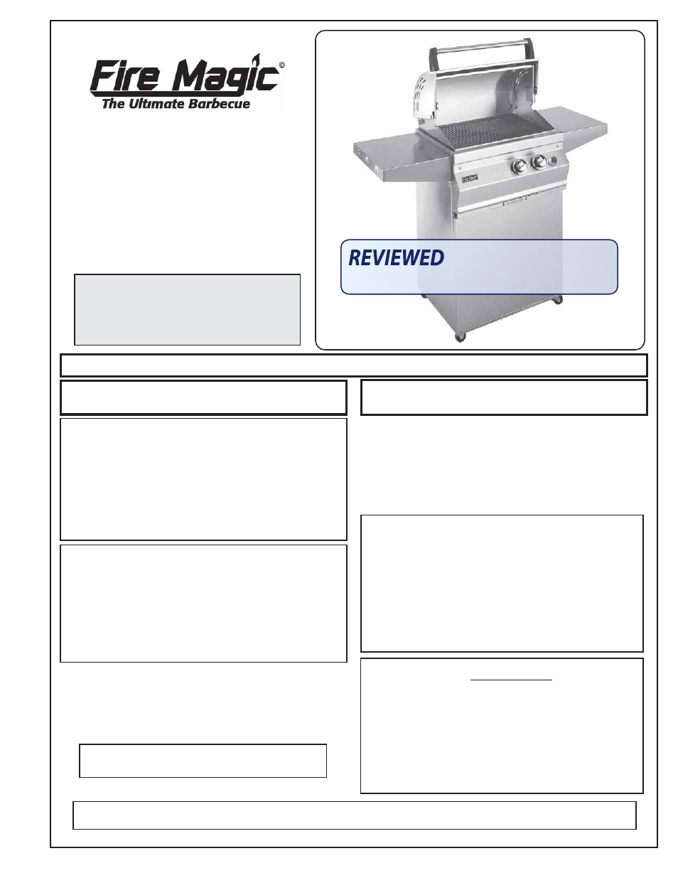 Fire Magic 21 Series User Manual | 8 pages