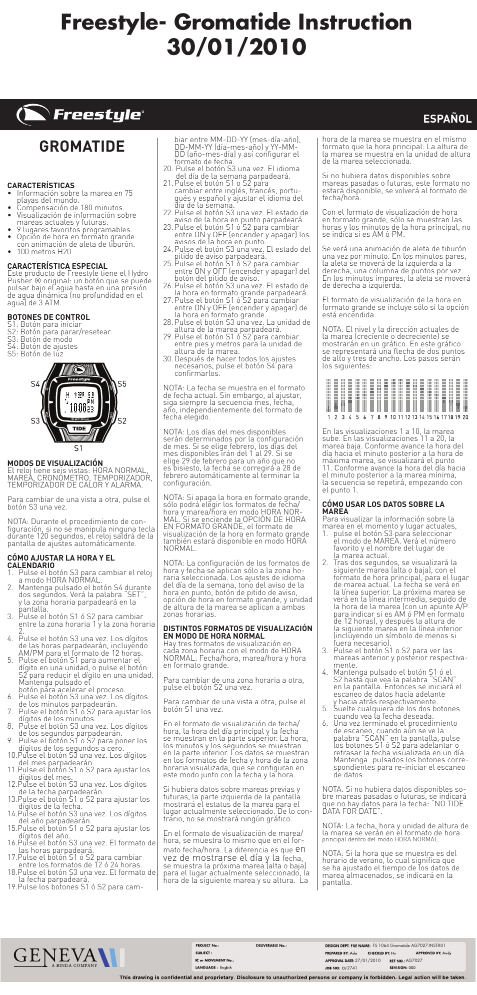 Gromatide, Español, En vez de mostrarse el día y la | Freestyle FS 1064 User Manual | Page 3 / 16