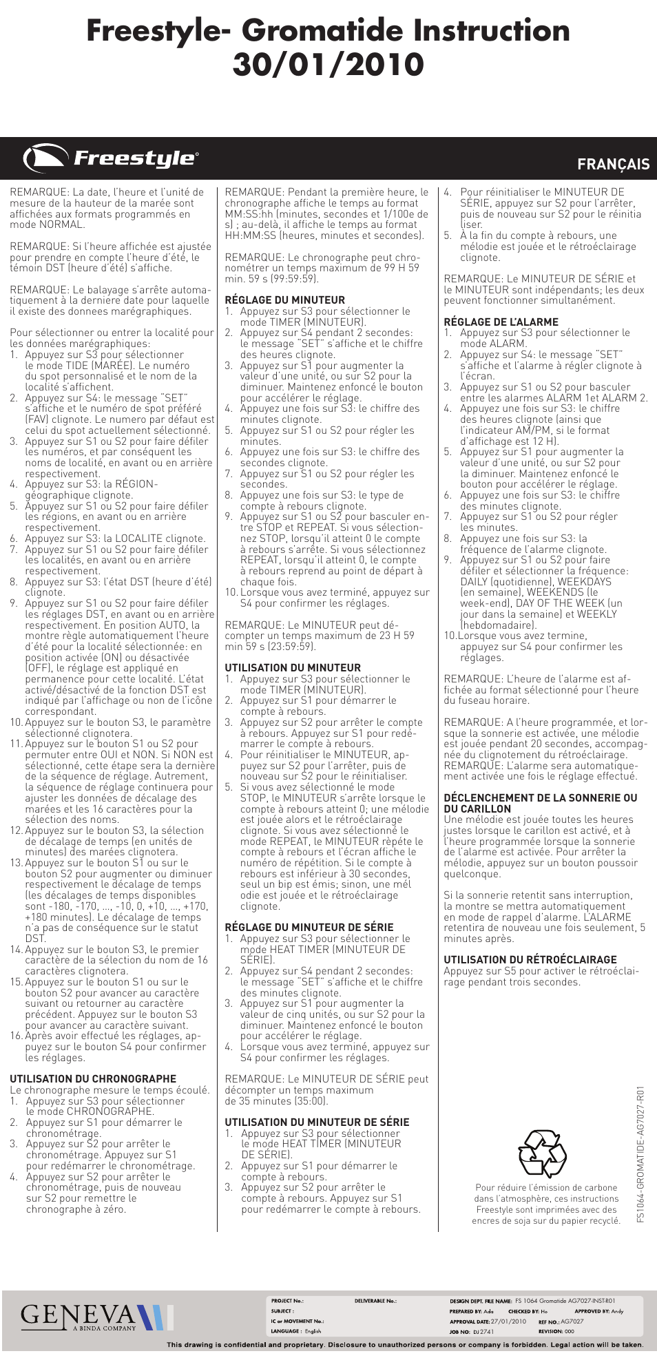 Français | Freestyle FS 1064 User Manual | Page 8 / 16