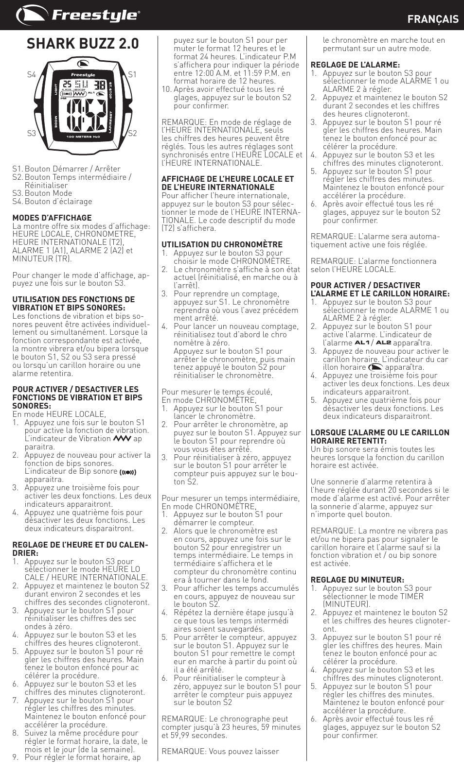 Shark buzz 2.0, Français | Freestyle S2S3 User Manual | Page 7 / 14