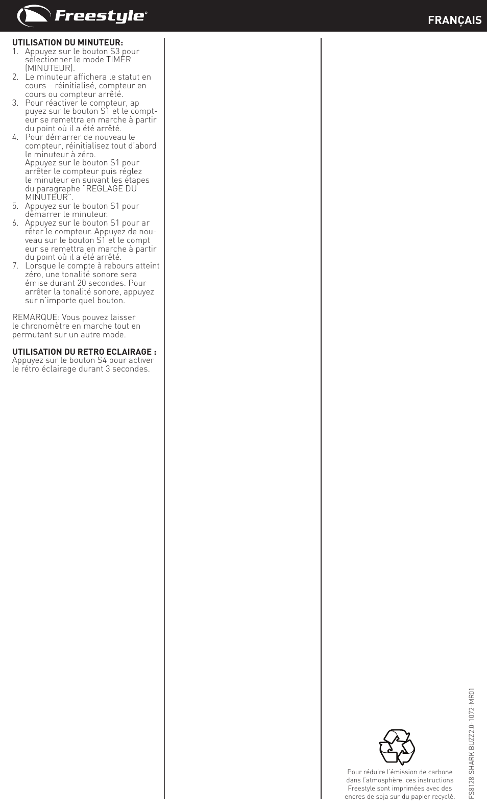 Français | Freestyle S2S3 User Manual | Page 8 / 14