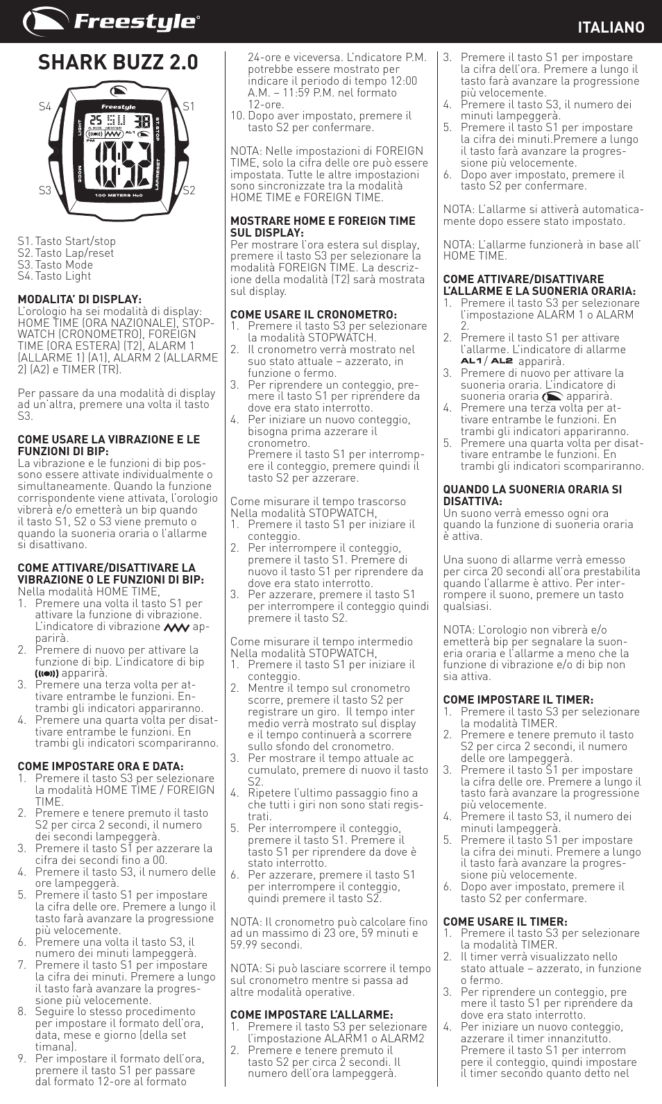 Shark buzz 2.0, Italiano | Freestyle S2S3 User Manual | Page 9 / 14