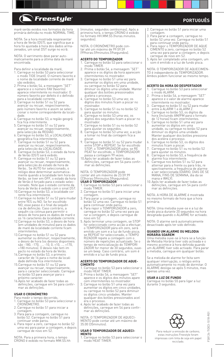 Português | Freestyle TIDE 3.0 User Manual | Page 12 / 16