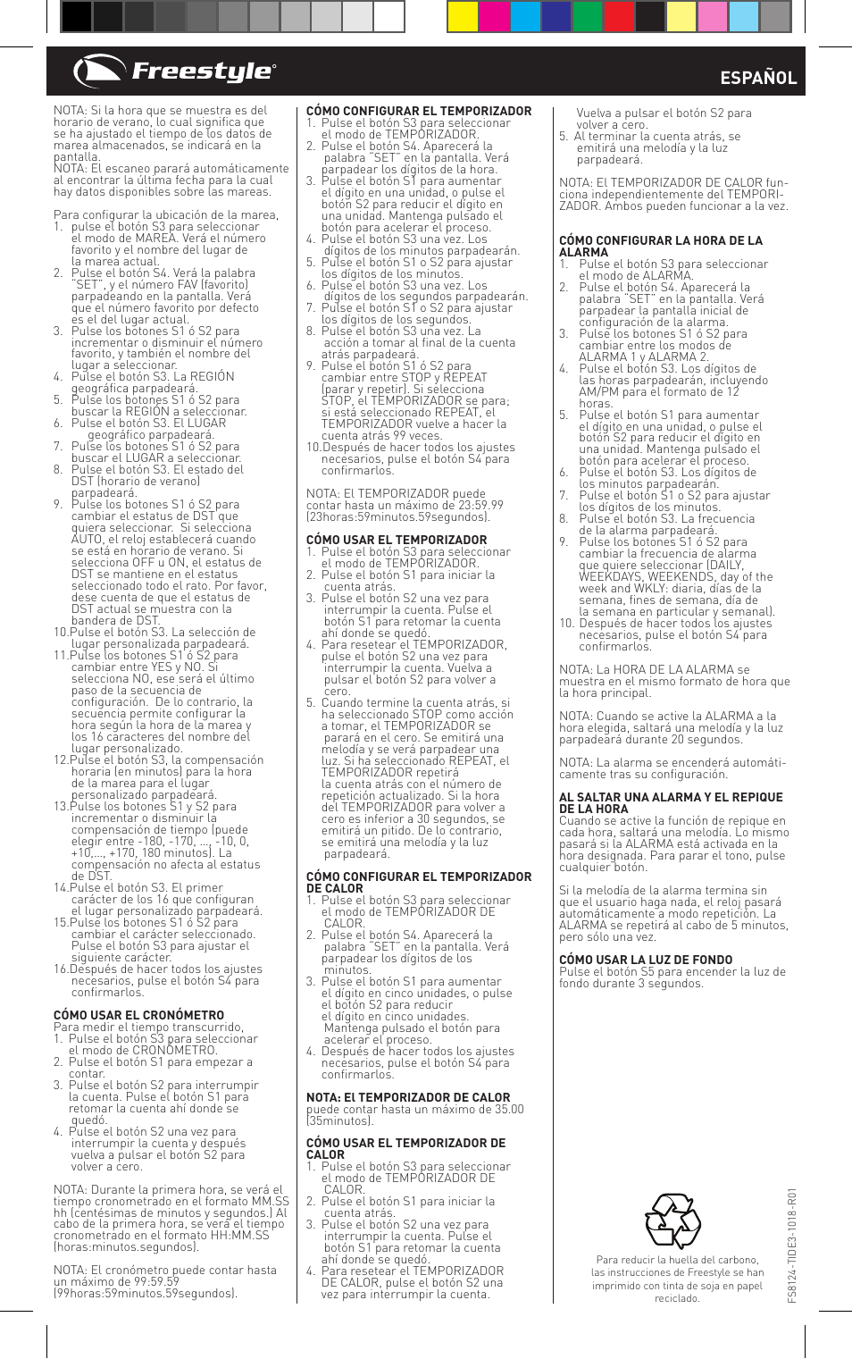 Español | Freestyle TIDE 3.0 User Manual | Page 4 / 16