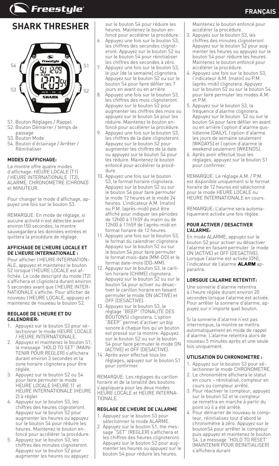 Shark thresher, Français | Freestyle Shark Thesher User Manual | Page 7 / 14