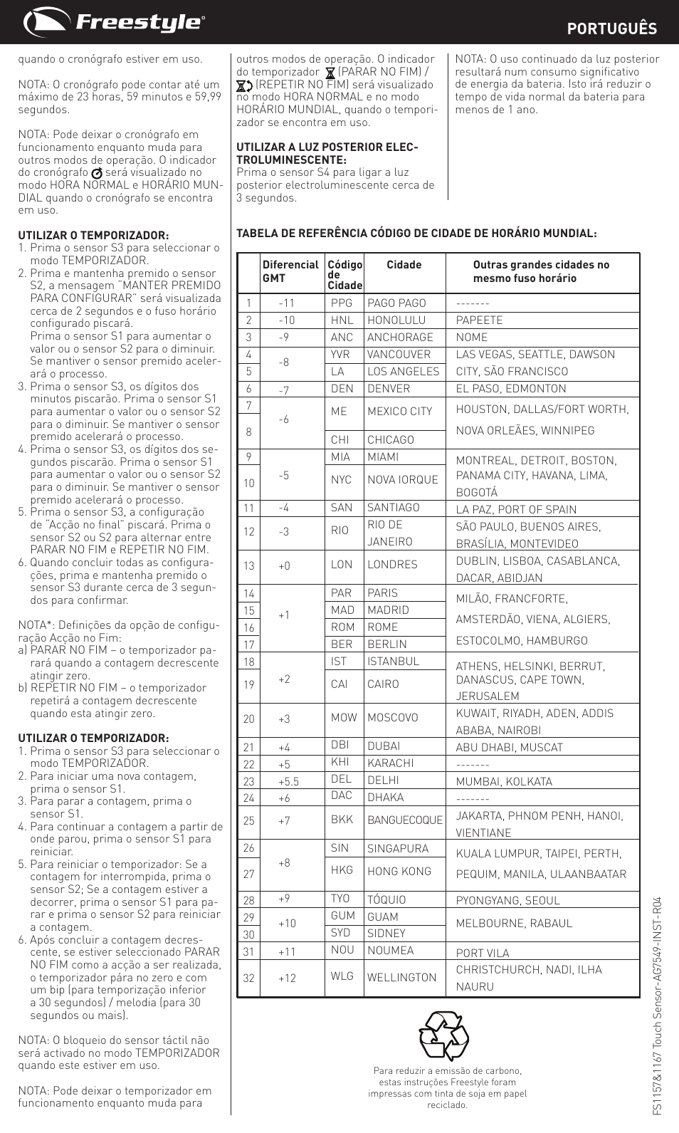 Português | Freestyle The Response User Manual | Page 12 / 14