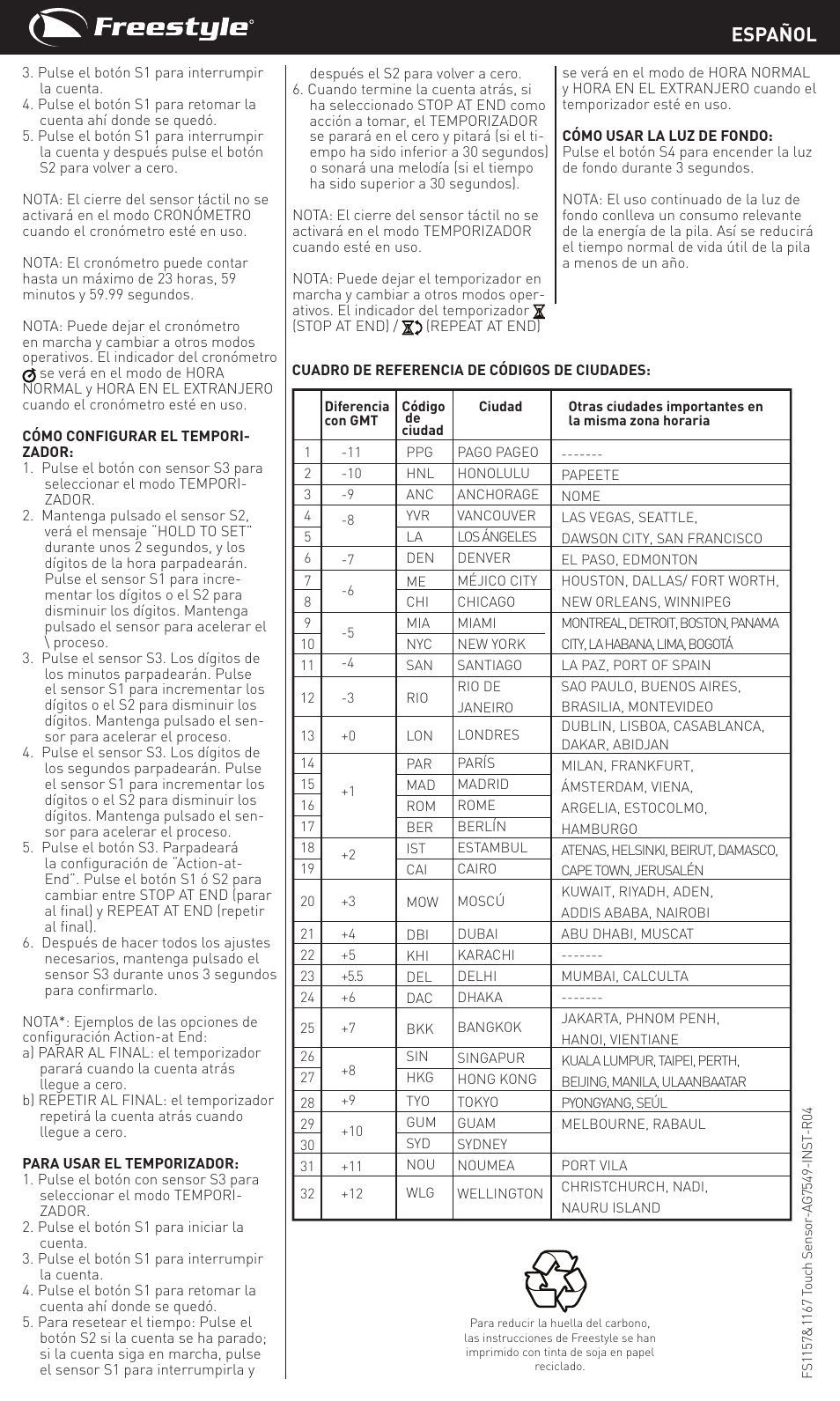 Español | Freestyle The Response User Manual | Page 4 / 14