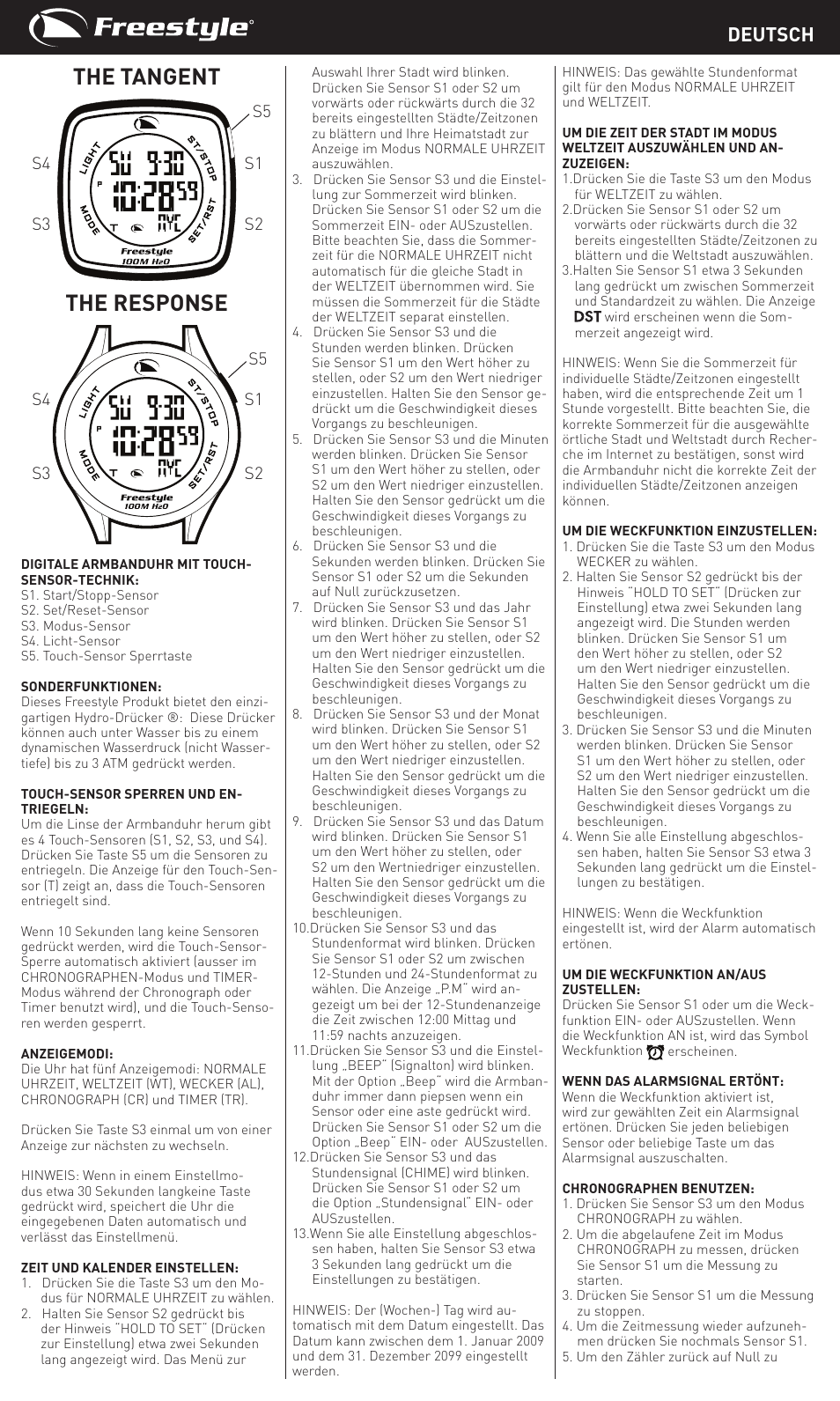 The tangent the response, Deutsch, S5 s1 s2 | Freestyle The Response User Manual | Page 5 / 14