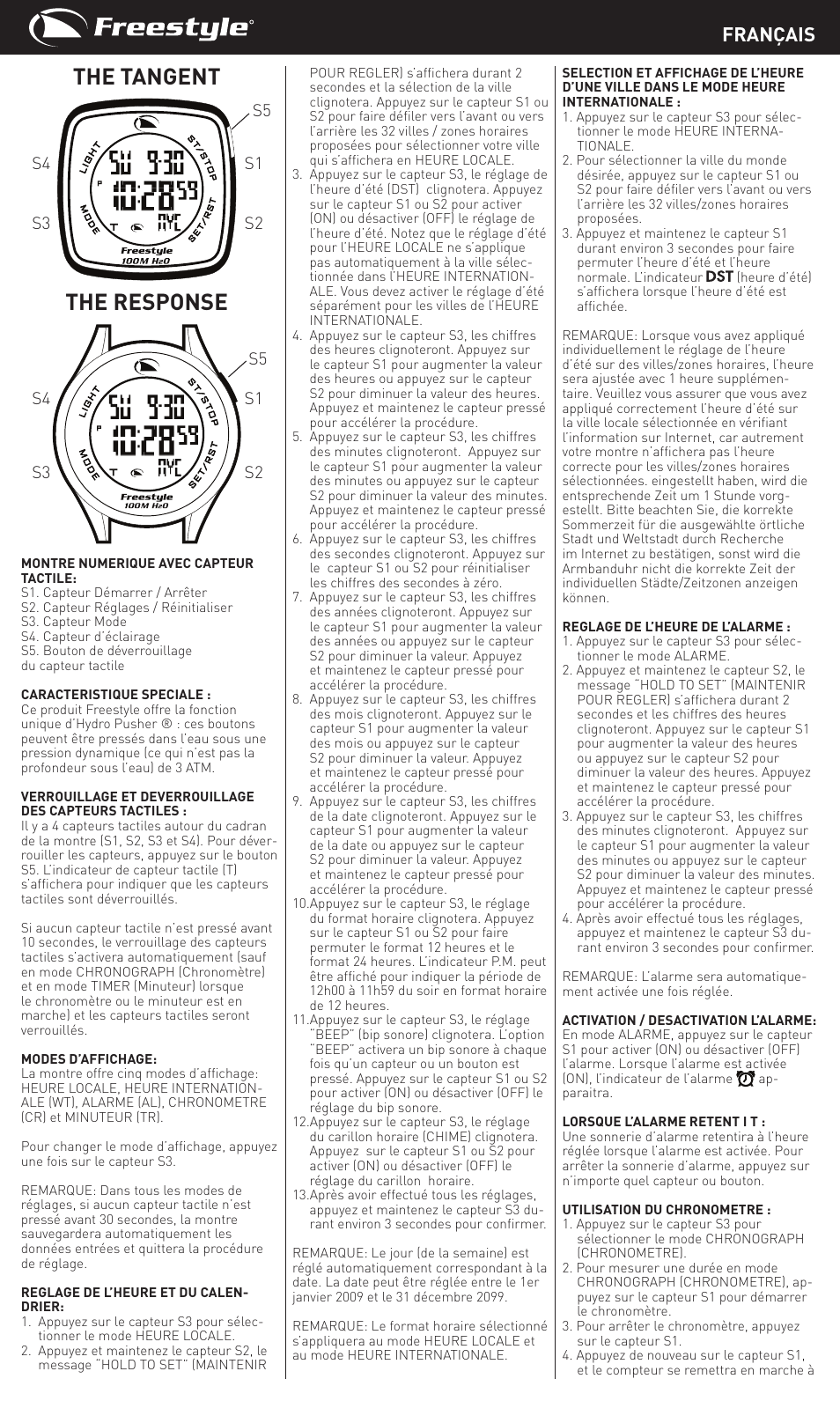 The tangent the response, Français, S5 s1 s2 | Freestyle The Response User Manual | Page 7 / 14