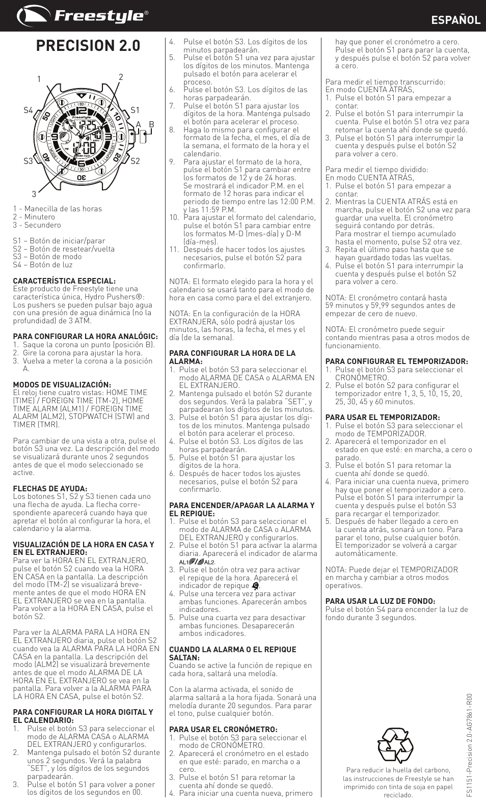 Precision 2.0, Español | Freestyle 2 User Manual | Page 2 / 7