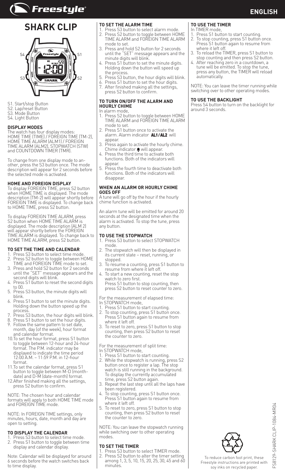 Freestyle Shark Clip User Manual | 7 pages
