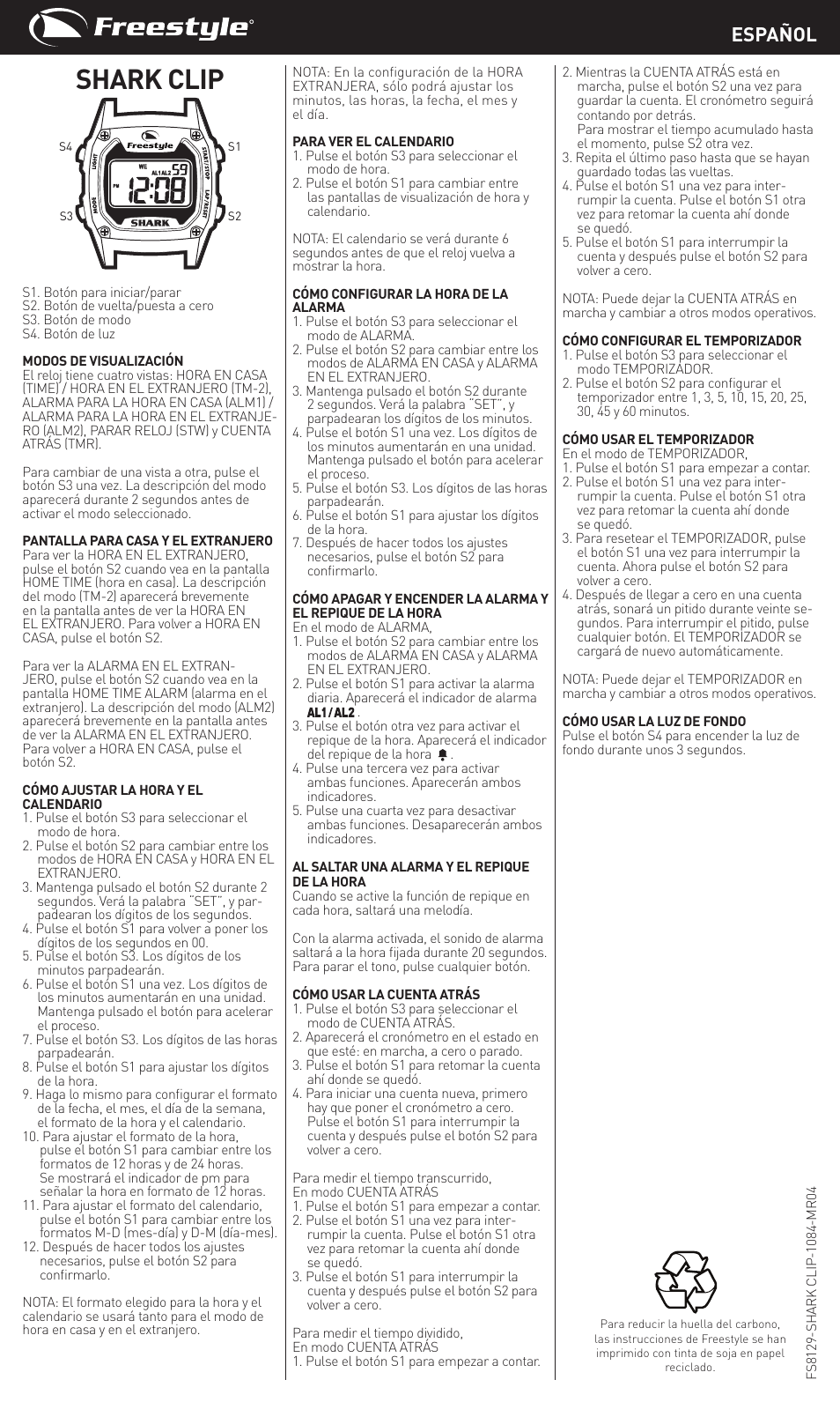 Shark clip, Español | Freestyle Shark Clip User Manual | Page 2 / 7