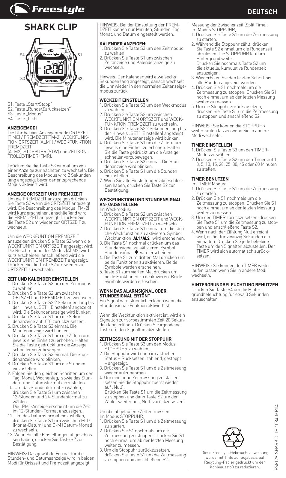 Shark clip, Deutsch | Freestyle Shark Clip User Manual | Page 3 / 7