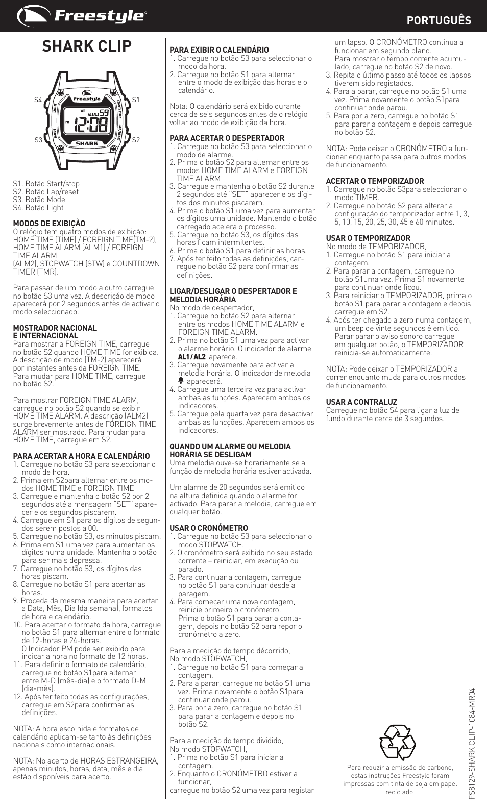 Shark clip, Português | Freestyle Shark Clip User Manual | Page 6 / 7