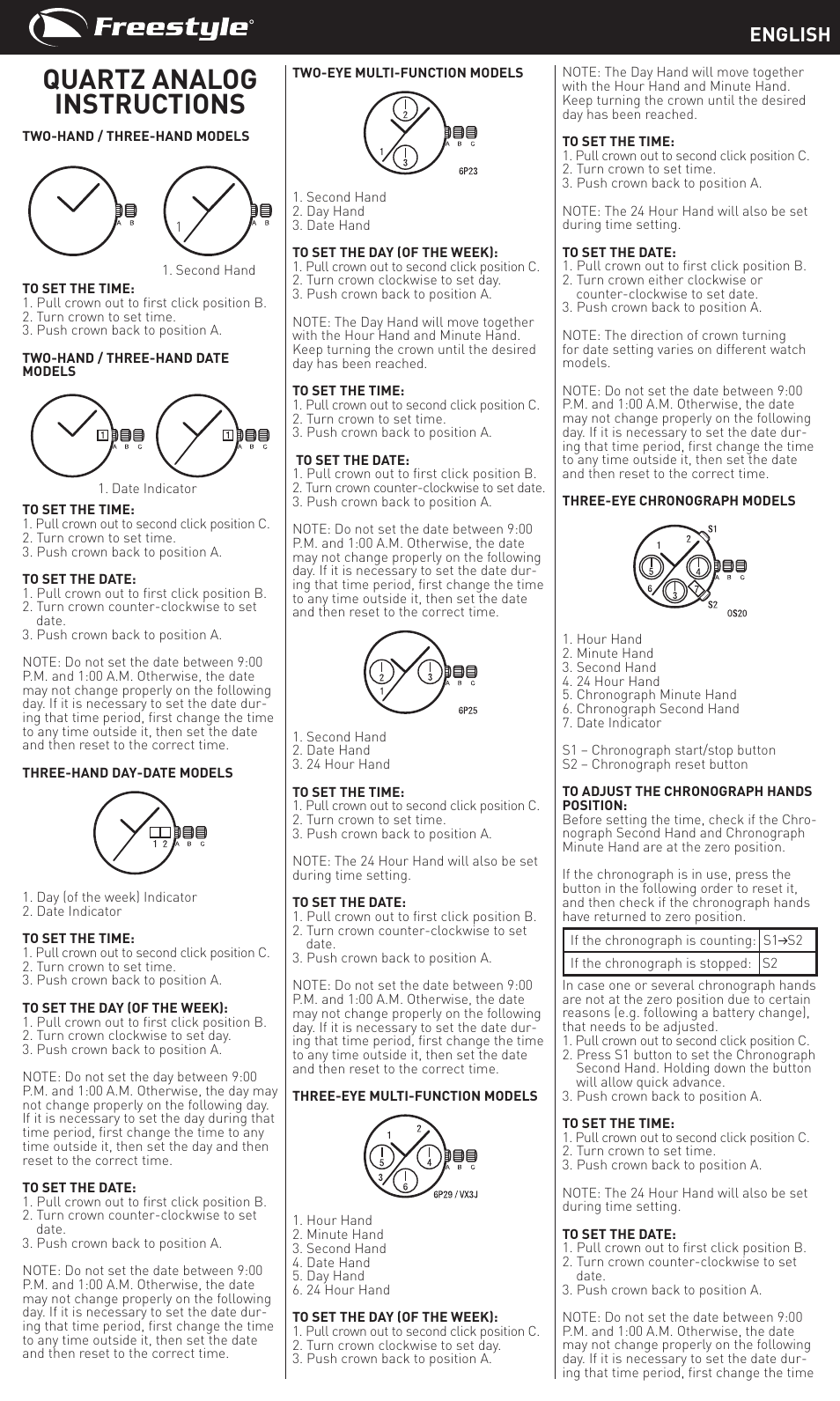 Freestyle Quartz Analog User Manual | 14 pages