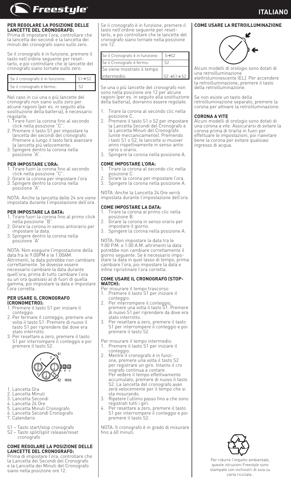 Italiano | Freestyle Quartz Analog User Manual | Page 10 / 14