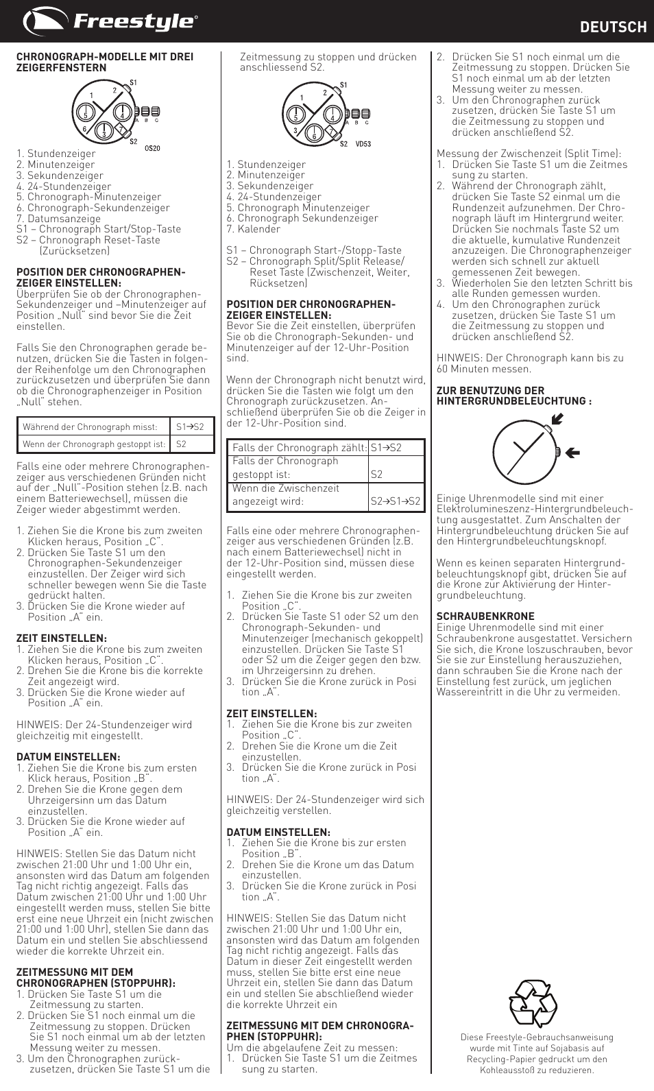 Deutsch | Freestyle Quartz Analog User Manual | Page 6 / 14