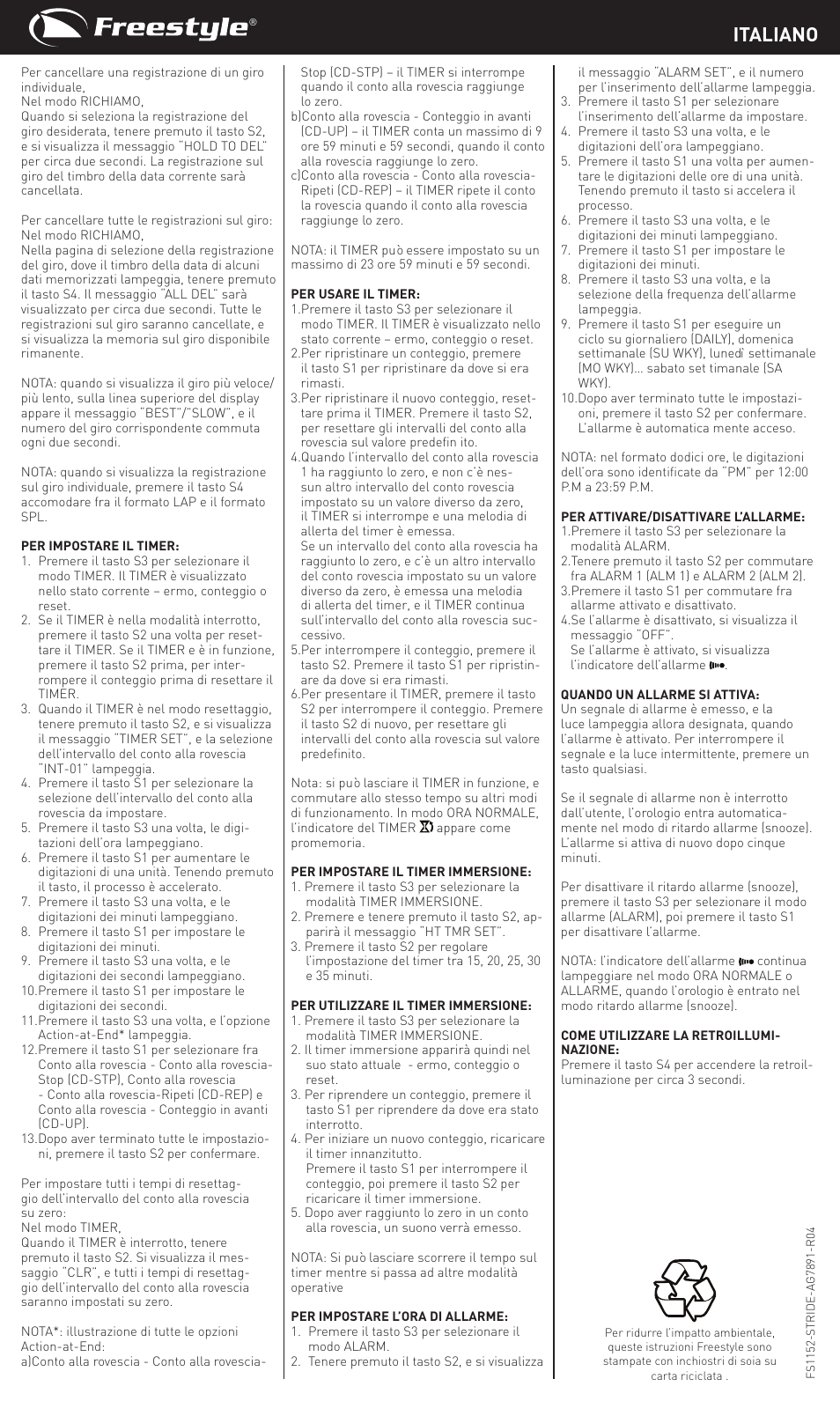 Italiano | Freestyle Stride User Manual | Page 10 / 14