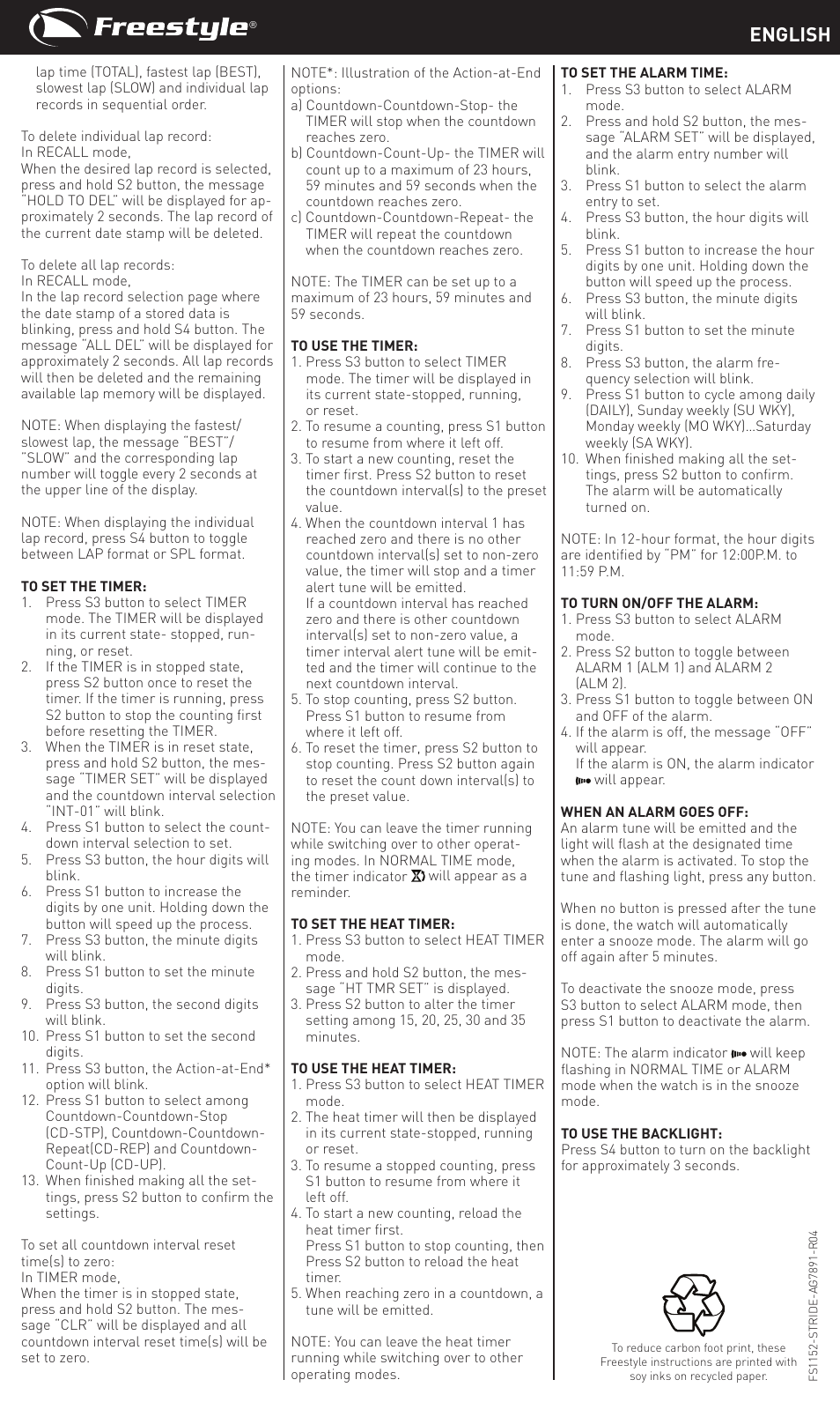 English | Freestyle Stride User Manual | Page 2 / 14