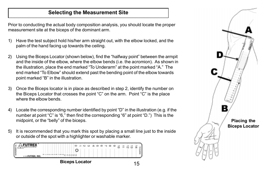 Futrex Body Fat and fitness Analyzer -5500A/WL User Manual | Page 15 / 40