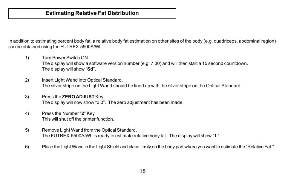 Futrex Body Fat and fitness Analyzer -5500A/WL User Manual | Page 18 / 40
