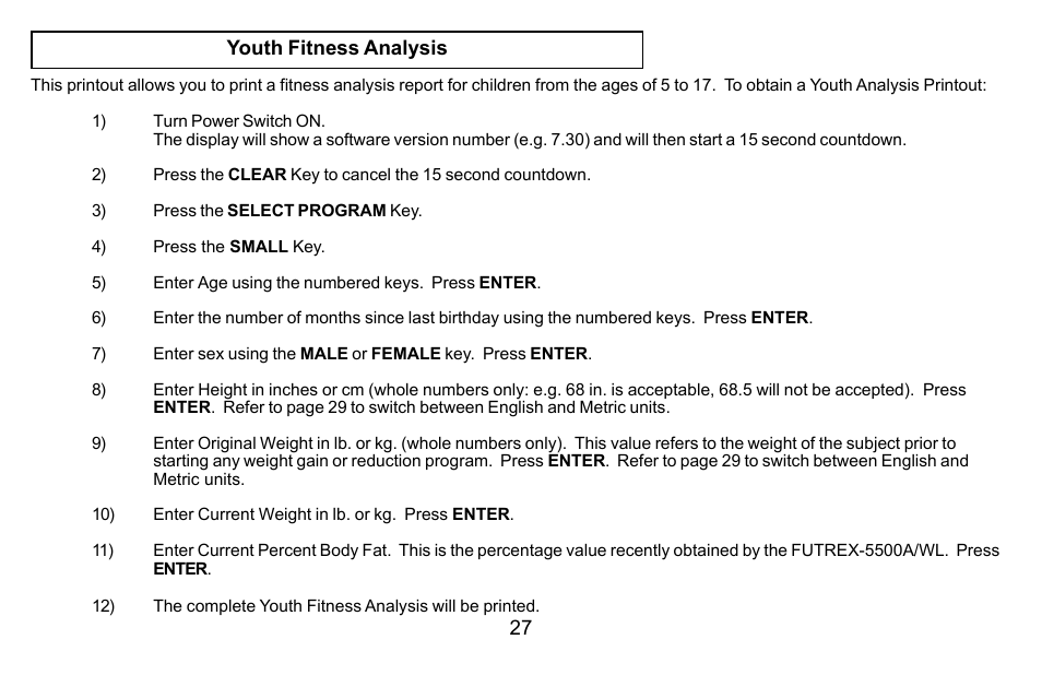 Futrex Body Fat and fitness Analyzer -5500A/WL User Manual | Page 27 / 40