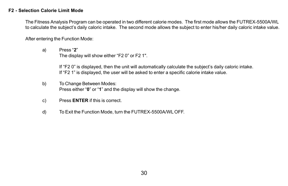 Futrex Body Fat and fitness Analyzer -5500A/WL User Manual | Page 30 / 40