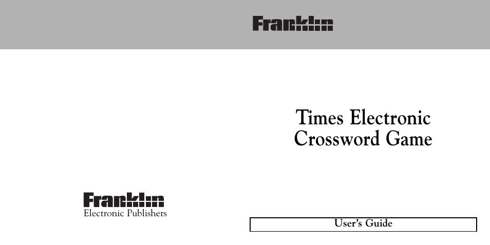 Times electronic crossword game | Franklin CGT-300 User Manual | Page 22 / 22
