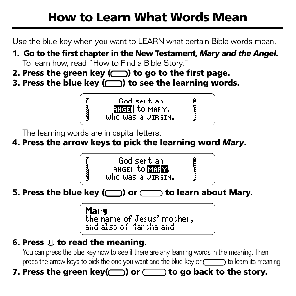 How to learn what words mean | Franklin RMB-2030 User Manual | Page 10 / 20