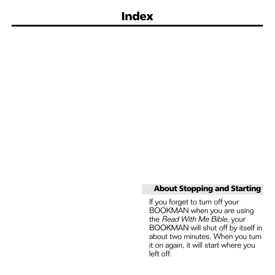 Index | Franklin RMB-2030 User Manual | Page 18 / 20