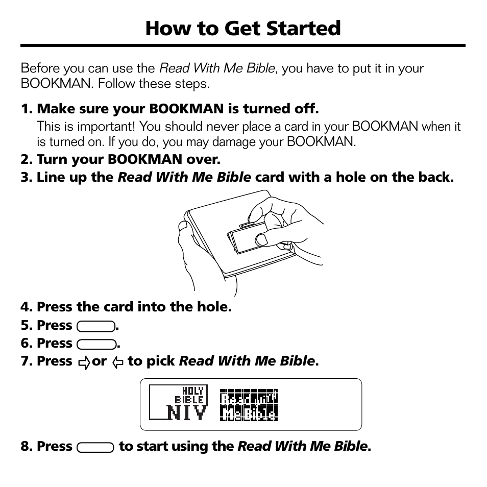 How to get started | Franklin RMB-2030 User Manual | Page 5 / 20