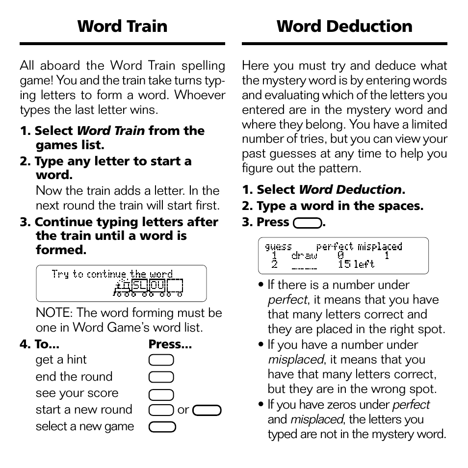 Word deduction word train | Franklin WGM-2037 User Manual | Page 10 / 23