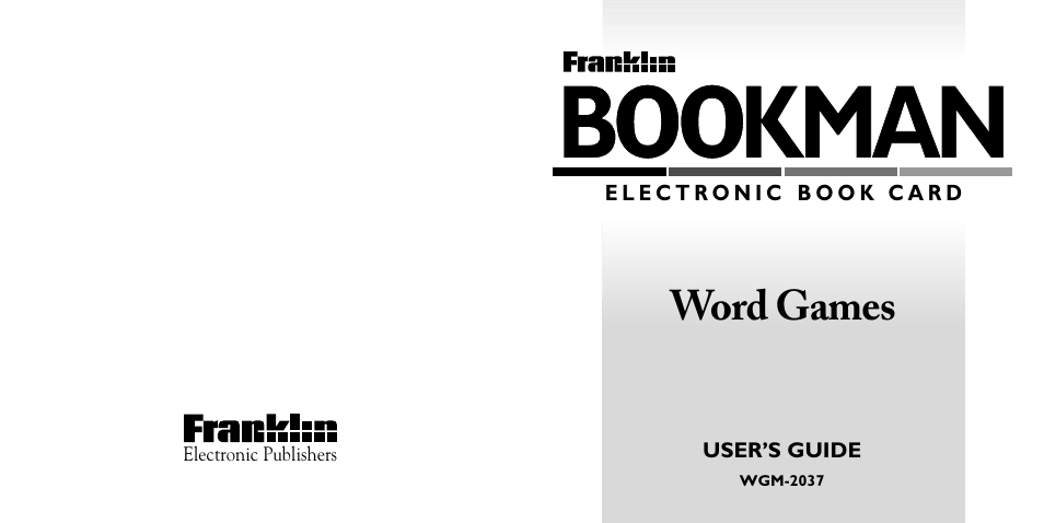 Bookman, Word games | Franklin WGM-2037 User Manual | Page 23 / 23
