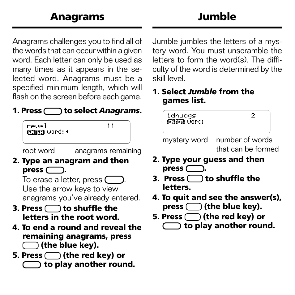 Anagrams jumble | Franklin WGM-2037 User Manual | Page 8 / 23