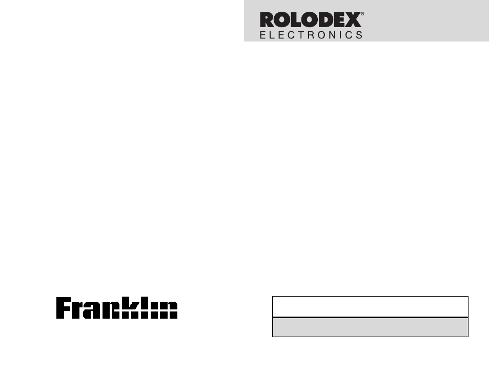 Franklin Rolodex RF-48 User Manual | 32 pages
