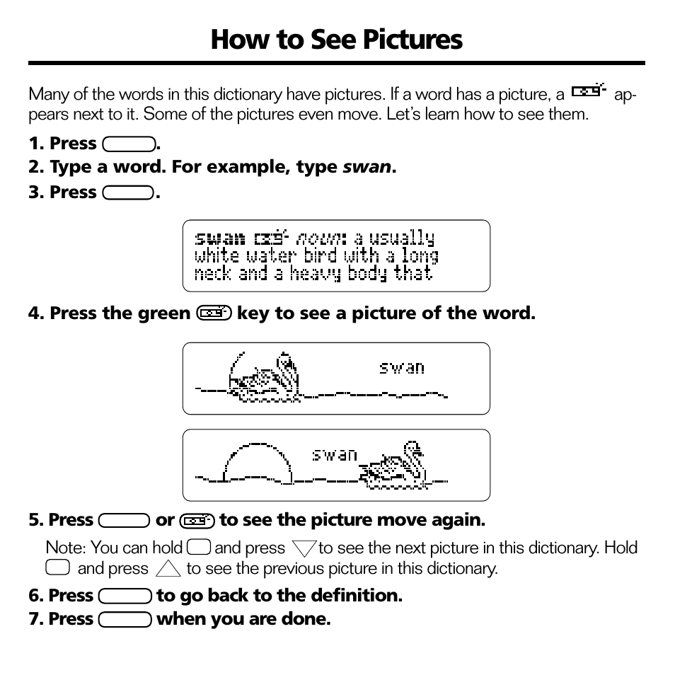How to see pictures | Franklin BOOKMAN CED-2031 User Manual | Page 10 / 27