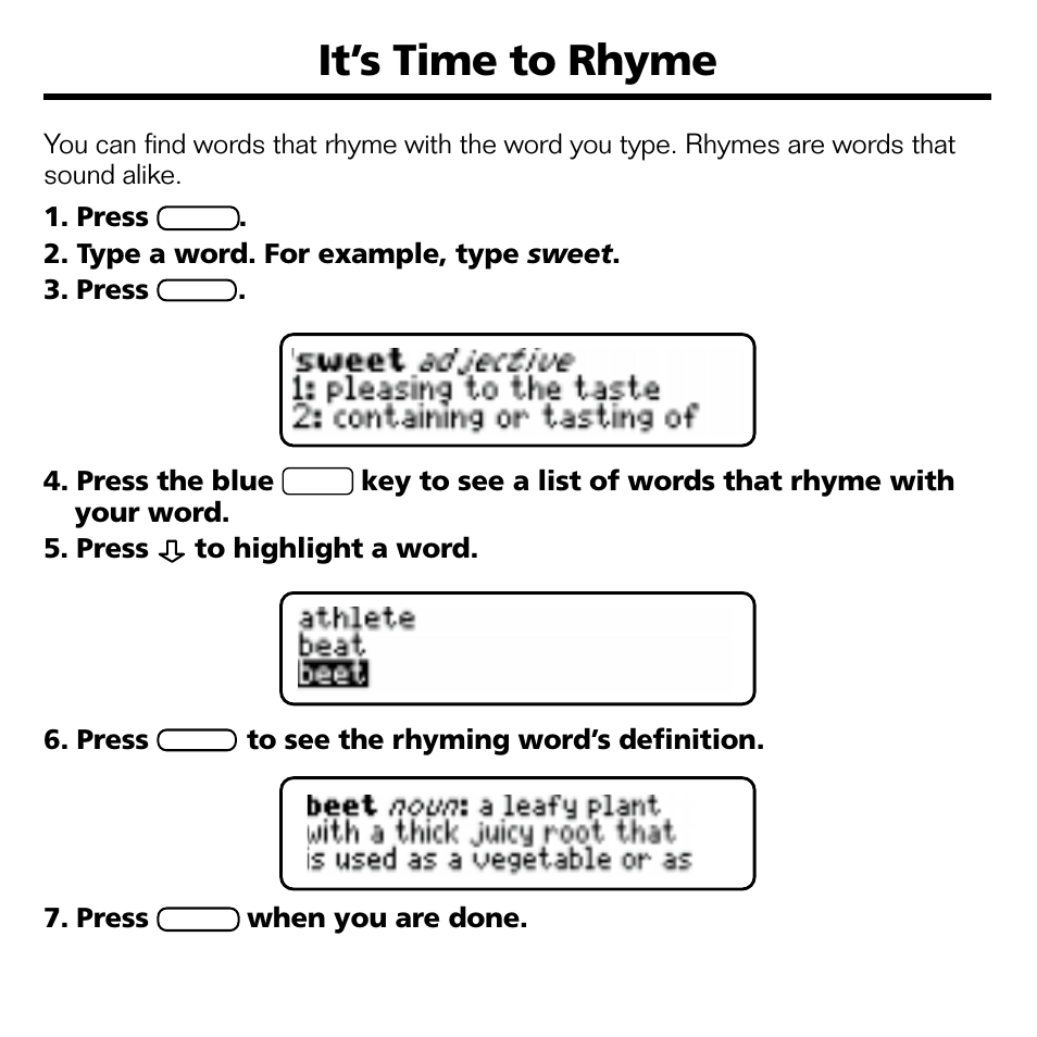 It’s time to rhyme | Franklin BOOKMAN CED-2031 User Manual | Page 14 / 27