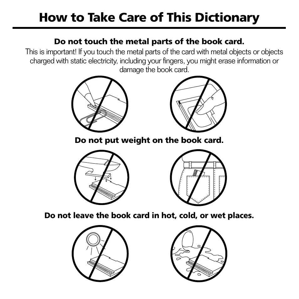 How to take care of this dictionary | Franklin BOOKMAN CED-2031 User Manual | Page 21 / 27