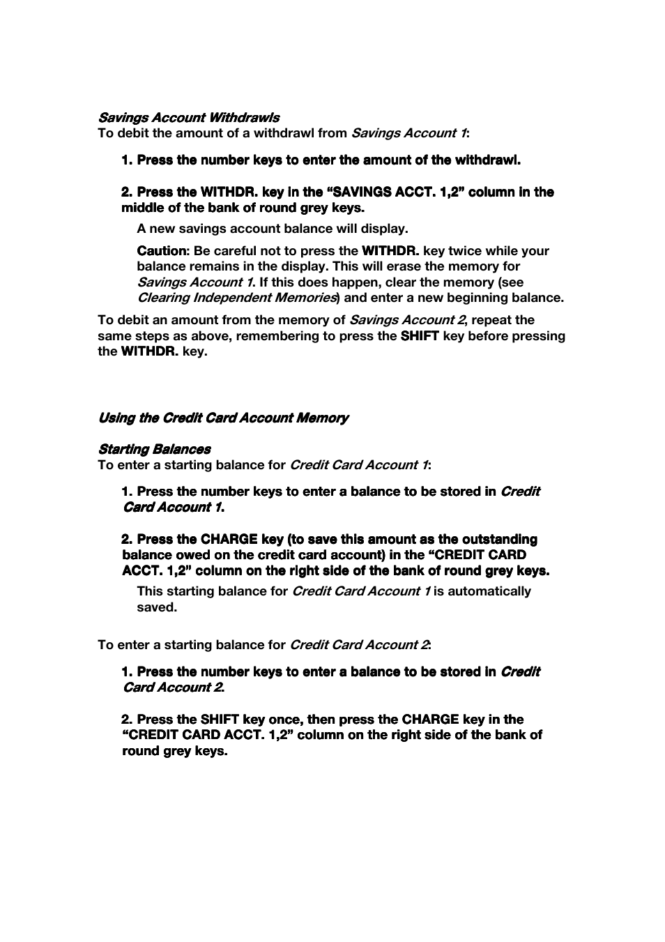 Credit card account management | Franklin CBC-100 User Manual | Page 11 / 16