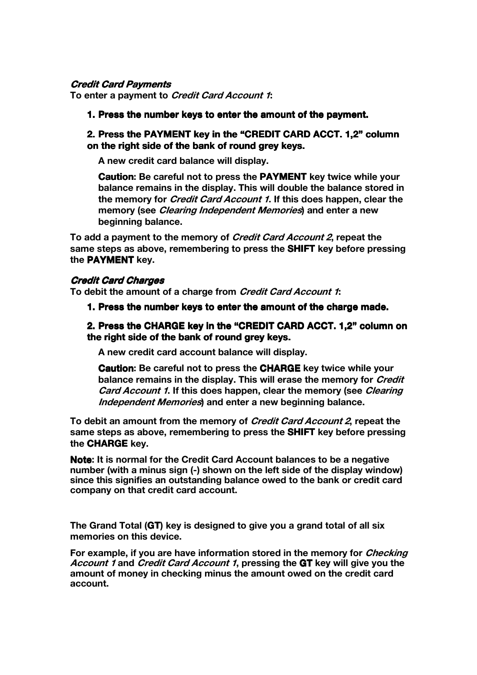 Grand total | Franklin CBC-100 User Manual | Page 12 / 16